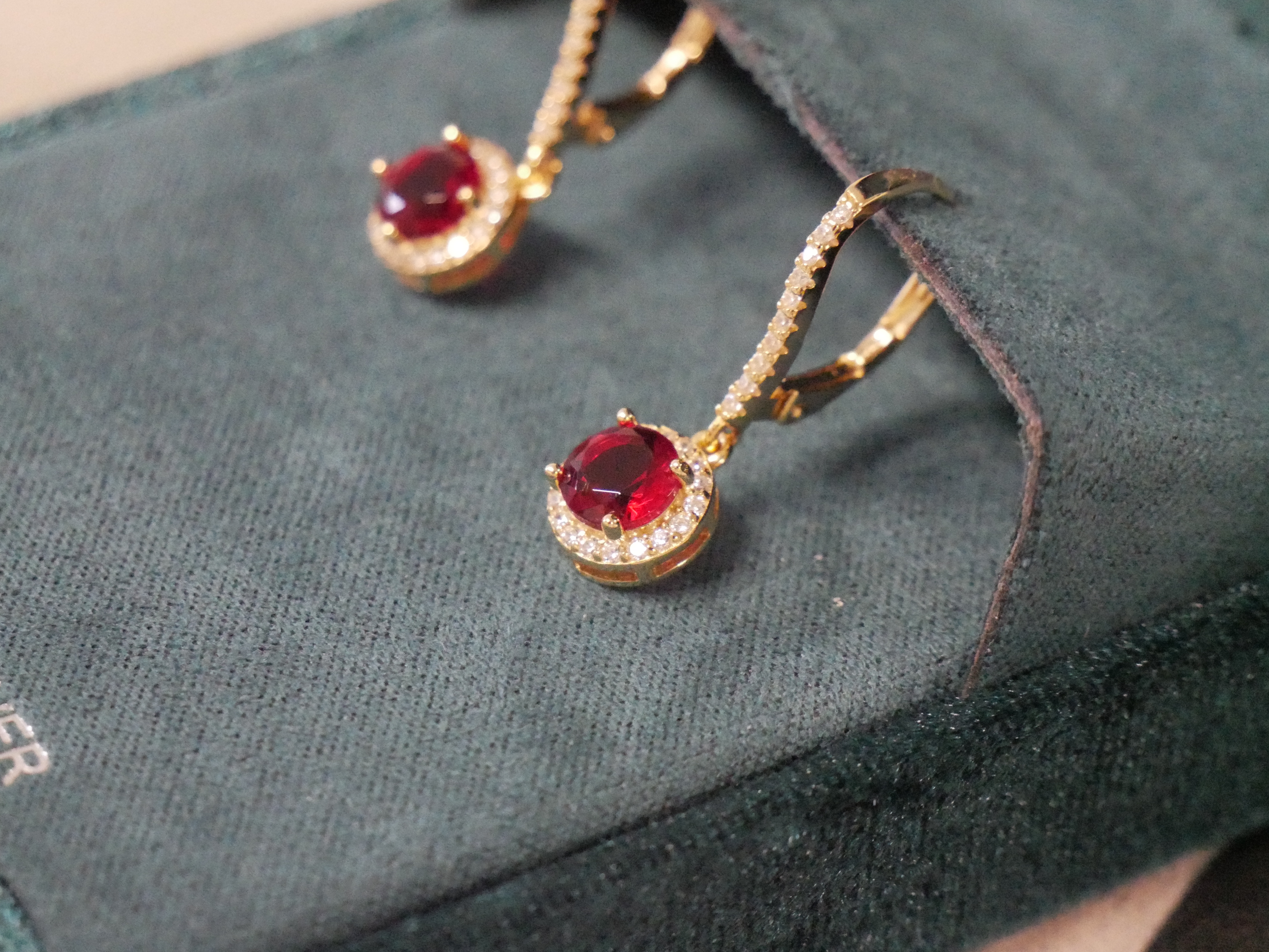 925 Silver Red CZ Diamond  Earrings