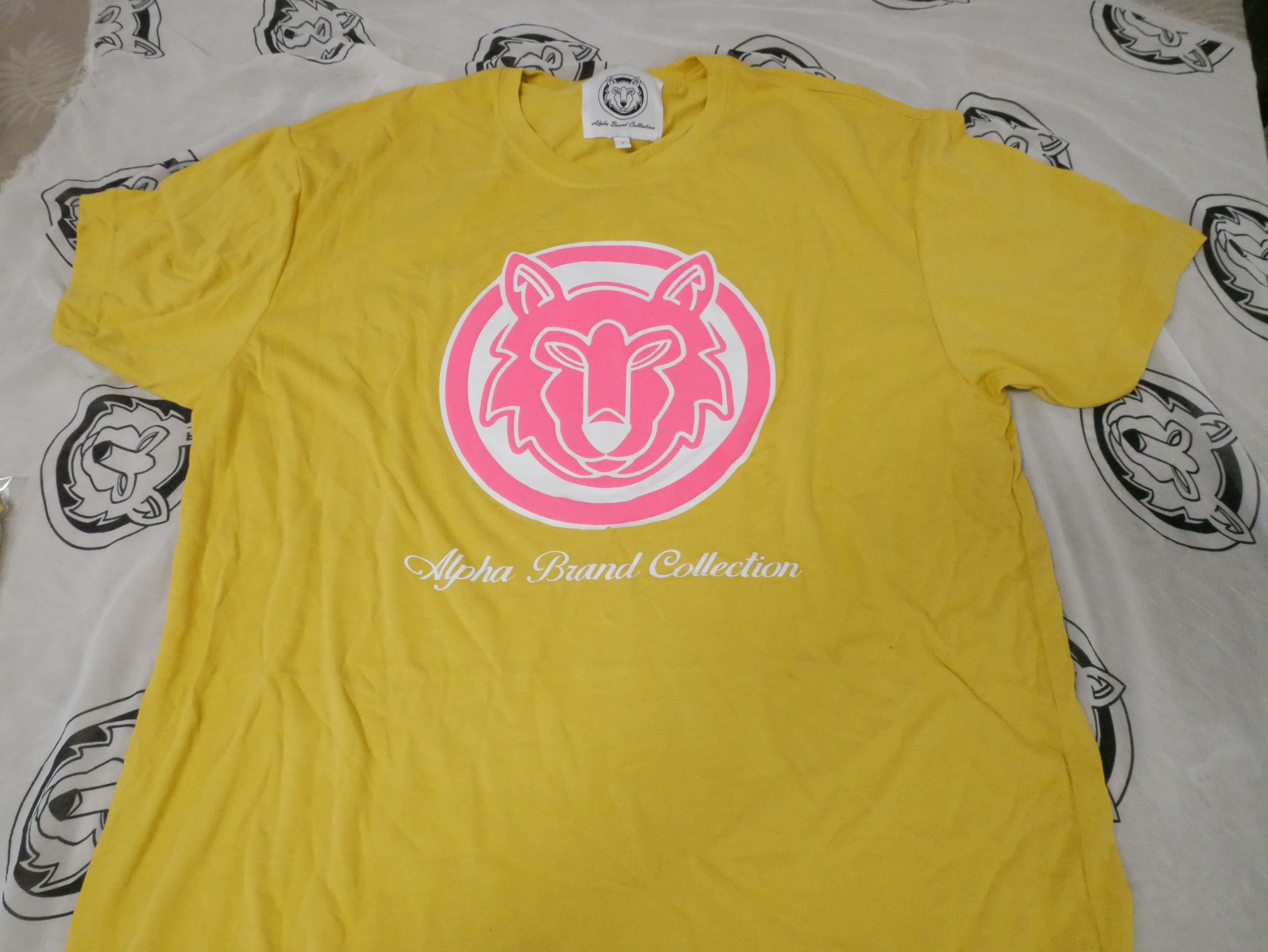 Alpha Brand Collection: Pink-Mustard Puffy logo